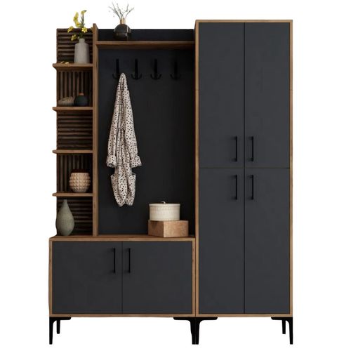 cumpără Mobilă pentru antreu Trendy Viyana DA, Nuc, Antracit, 150x200x35cm (GTR001364) în Chișinău 