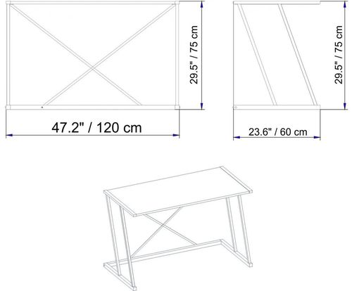 cumpără Masă de birou Trendy Anemon, AlbAur, 120x75x60cm în Chișinău 