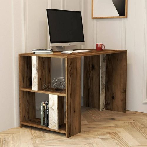 cumpără Masă de birou Trendy Lima, Nuc, Marmura Alba 120x75x60cm în Chișinău 