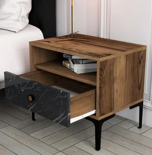 cumpără Noptieră Trendy Lizbon-534, Nuc, Negru 56x50x40cm (GTR001521) în Chișinău 