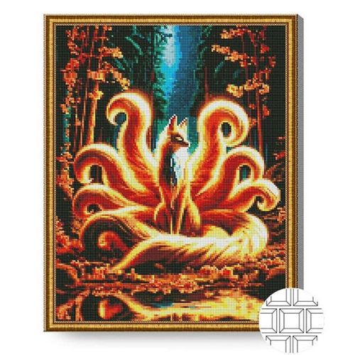 купить Картина по номерам Art Gallery QB206518 Mozaic cu diamante patrate 40x50cm Vulpea cu noua cozi в Кишинёве 