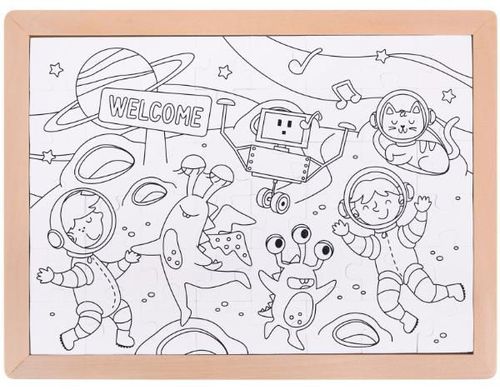 купить Головоломка Hape E1644 Puzzle 2 în 1 Prieteni cosmici в Кишинёве 