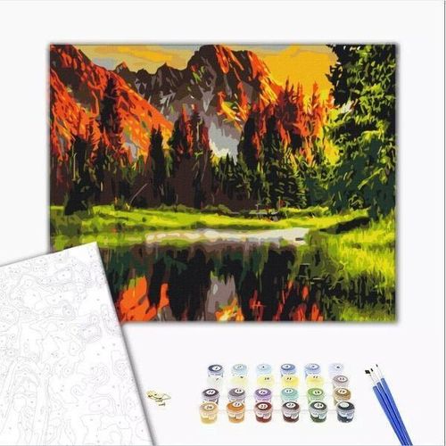 cumpără Tablou pe numere BrushMe BS3348FC 40х50cm (fără cutie) Apus în valea montană în Chișinău 