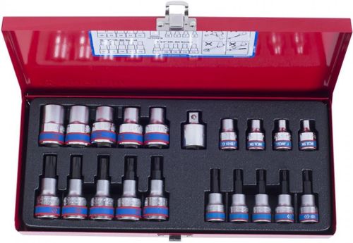 cumpără Set de tubulare, bite, duze King Tony 7120PR01 набор насадок TORX Т10-Т55 с отверстием и головок Е6-Е20, 1/2" и 3/8", 20 пр. în Chișinău 