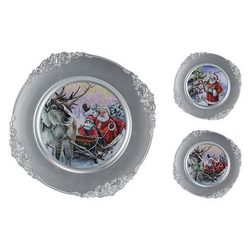 купить Тарелка Holland 48930 декоративная 33сm Счастливого Рождества!, серебро в Кишинёве 