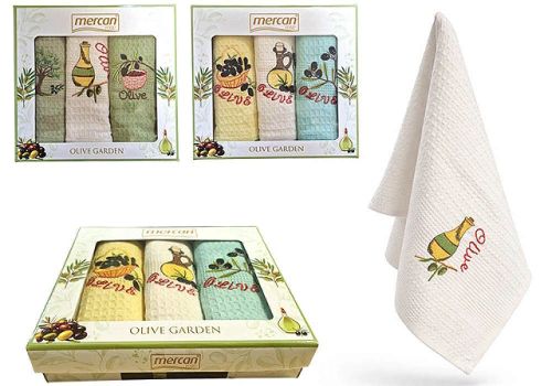 cumpără Textile de casă Promstore 57084 Set prosoape de bucatarie 3buc (40x60cm) Olive, bumbac în Chișinău 