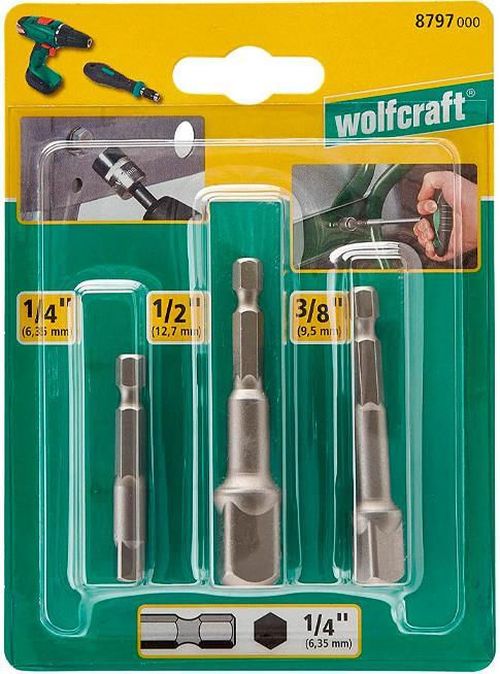 cumpără Set de tubulare, bite, duze Wolfcraft Set adaptoare cu cap patrat, 3 piese 8797000 în Chișinău 