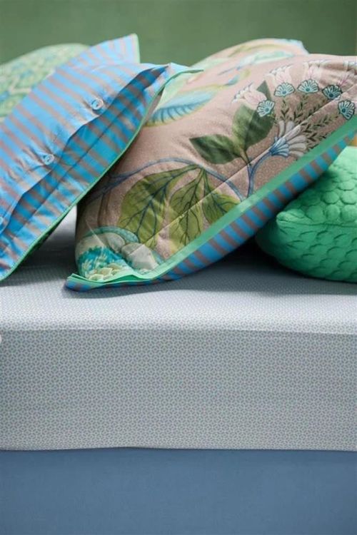 купить Постельное белье Pip Studio 329700 Cross Stitch Fitted Sheet 180x200 h35 Grey blue в Кишинёве 