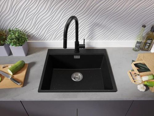 купить Мойка кухонная Primagran Oslo 60 Top Black metallic + accesorii 530x580 MONKM в Кишинёве 