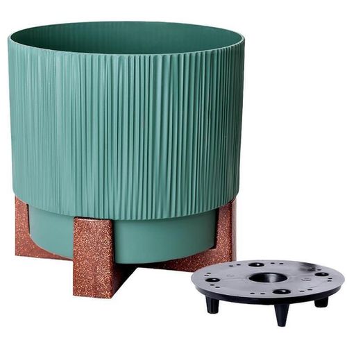 купить Цветочный горшок Aleana 128024 Oslo cu insertie si suport decorartiv d20 cm, verde в Кишинёве 