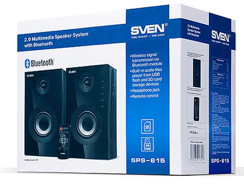 купить Active Speakers SVEN SPS-615 Black, RMS 20W, 2x10W, Bluetooth, USB port, SD slot, дерево/lemn (boxe sistem acustic/колонки акустическая сиситема), www, www в Кишинёве 