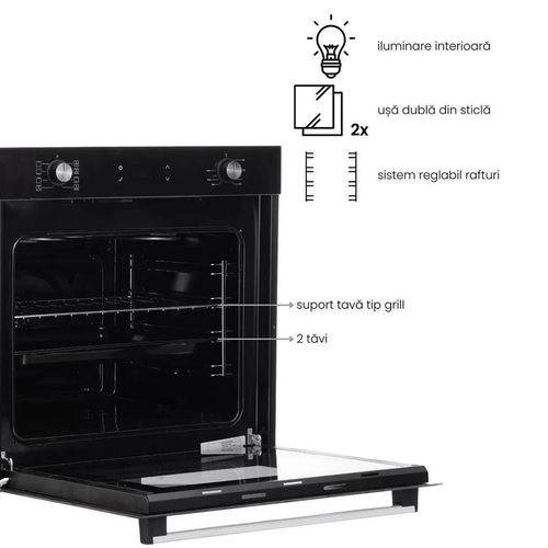 купить Встраиваемый духовой шкаф электрический Hausberg HB-8054NG Negru в Кишинёве 