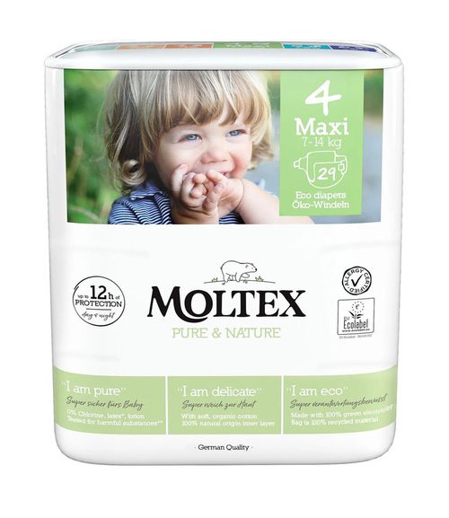 Гипоаллергенные эко-подгузники Moltex Pure&Nature 4 Maxi (7-14 kg) 29 шт 