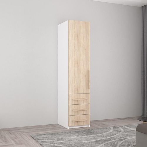 купить Шкаф Mobildor-Lux Smart-Home (0,45x0,56x2,0H м) с полками и ящиками Белый/Sonoma в Кишинёве 