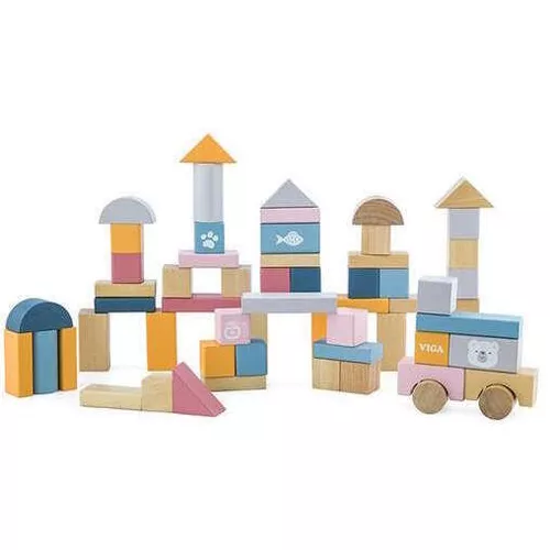 cumpără Jucărie Viga 44010 Set cuburi colorate din lemn 60 buc în Chișinău 