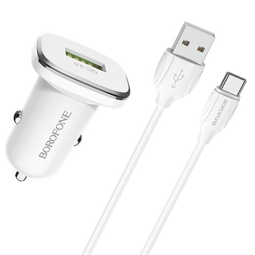 cumpără Încărcător pentru automobil Borofone BZ12A Cable USB to Type-C, White în Chișinău 