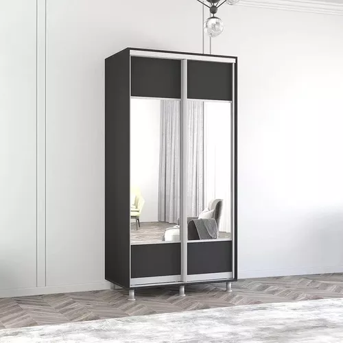 купить Шкаф Mobildor-Lux Aron-S uși glisante din PAL cu oglindă orizontal (170x60x200H cm) Anthracite в Кишинёве 