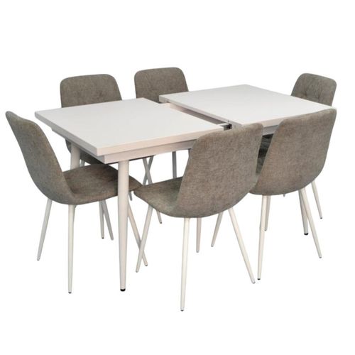 купить Комплект стол и стулья Evelin di Costacurta стол DT-433-3Wh + 6 стульев YTC-080Wh Grey в Кишинёве 