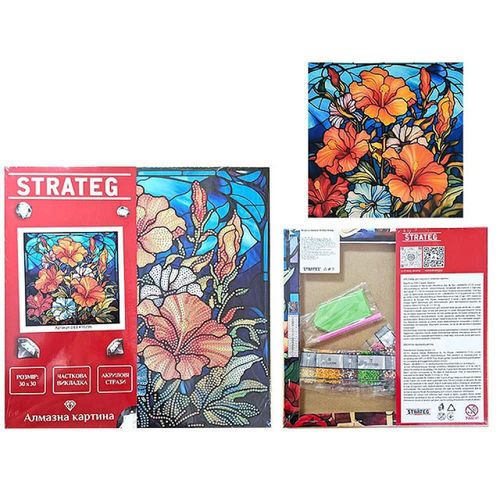 купить Картина по номерам Strateg 57349 Mozaic cu diamante 30x30cm Caleidoscop de flori в Кишинёве 
