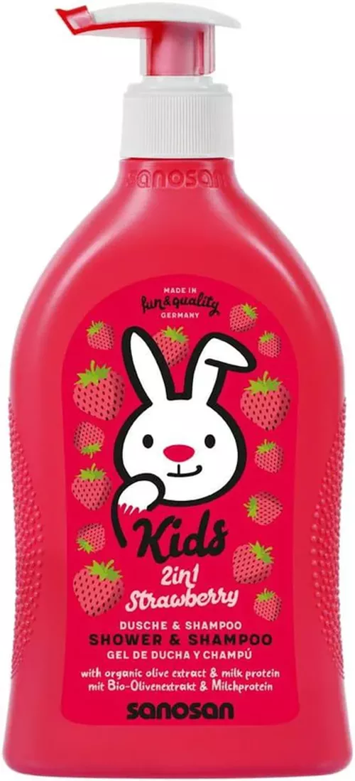 Gel de dus si sampon Sanosan Kids Capsuna, 400 ml 