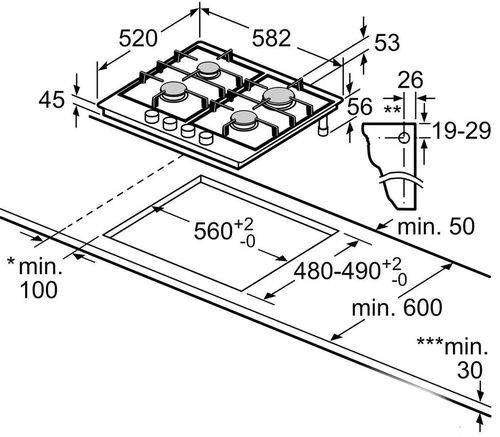 купить Встраиваемая поверхность газовая Bosch PCP6A5I90 в Кишинёве 