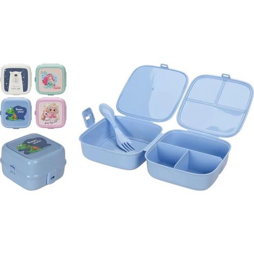 купить Контейнер для хранения пищи Excellent Houseware 26495 Ланч-бокс с отделениями и вилкой 14.5x14.5x9.5cm в Кишинёве 