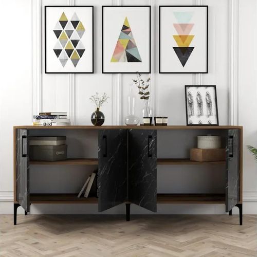 cumpără Casetieră Trendy Kiev, Nuc, Marmura Neagra 180x78x35cm în Chișinău 