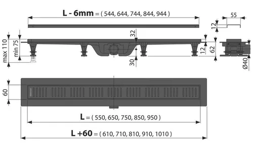 cumpără Trap de duș Alcaplast APZ10Black-650M комплект în Chișinău 