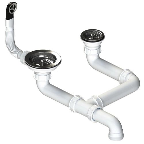 купить Сифон для кухонной мойки Helika-AquaSanita AQF-009V Stainless Steel + Plastic в Кишинёве 