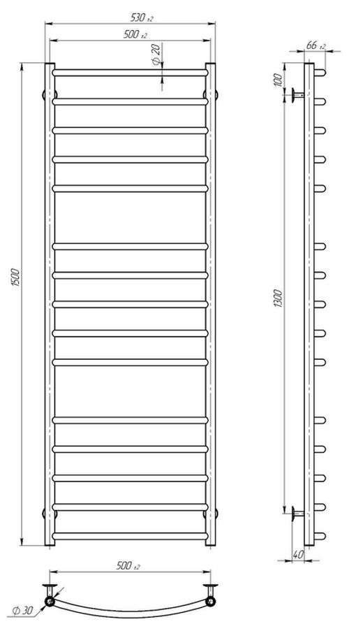 cumpără Uscător de prosoape Lianat 2170 Klasik-Elit 500x1500 inox în Chișinău 