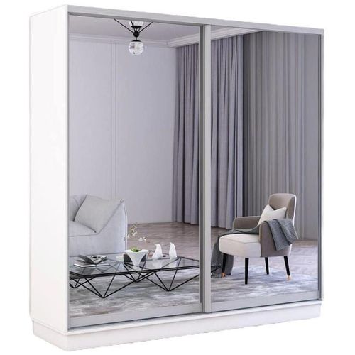 cumpără Dulap Mobildor-Lux Fox uși glisante din oglinzi (190x60x230H cm) Alb în Chișinău 