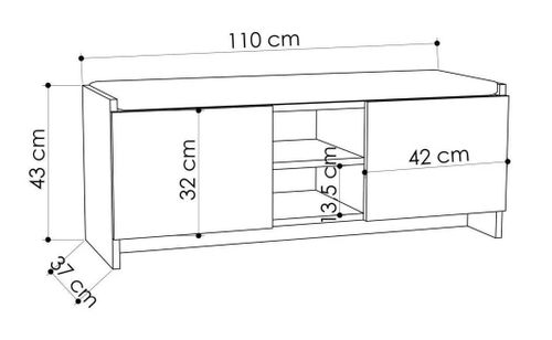 cumpără Raft pentru încălțăminte Trendy Zulla, Antracit, Sonomo 110x43x37cm în Chișinău 