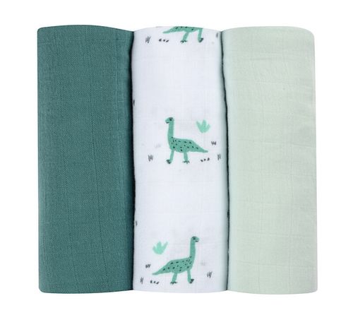 Set pelincute din muslin Beaba Jurassic Green (3 buc) 