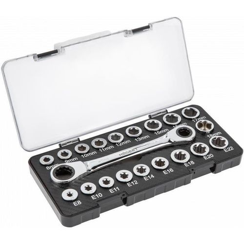 купить Ключ гаечный Hoegert HT1R492 ключ накидной трещоточный с головками от 8 до 19мм/Е8 – Е22мм. в Кишинёве 