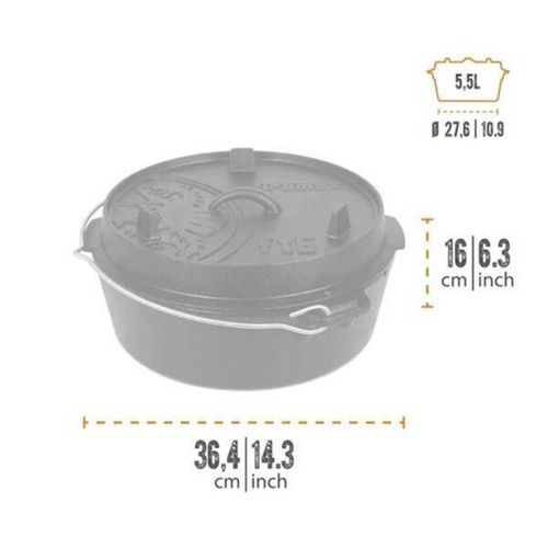 купить Казан Petromax Dutch Oven 6L cu capac si fund plat, fonta в Кишинёве 