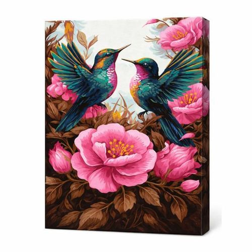 купить Картина по номерам Ideyka KHO6566 40x50cm Eco, Colibri gratios cu vopsele metalic extra в Кишинёве 