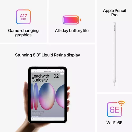 купить Планшетный компьютер Apple iPad mini 7 2024 Wi-Fi 256GB Purple MXNE3 в Кишинёве 
