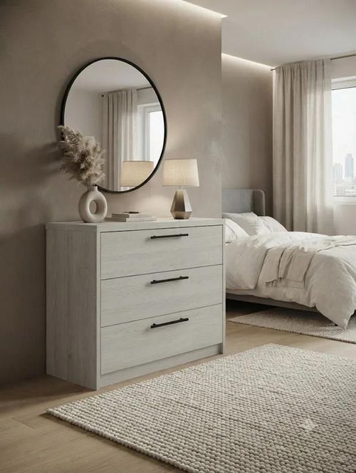 cumpără Comodă Mashtab S12540 Valencia Stejar Alb Dublă (800x380x700) în Chișinău 