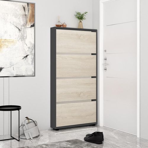 купить Полка для обуви Mobildor-Lux Leo Slim 100x16x164H cm Anthracite/Sonoma в Кишинёве 
