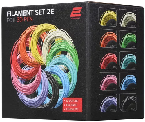 купить Нить для 3D-принтера 2E 2E-L-BH010 Filament set for 3D pen 1.75 mm PCL (10 col*10 m) в Кишинёве 