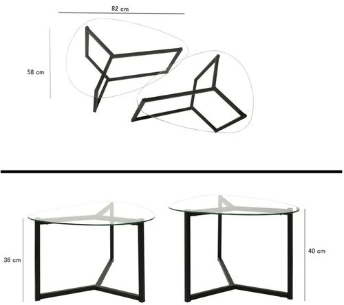 cumpără Măsuţă cafea Trendy Bellisimo, Negru 82x40x58cm, set în Chișinău 