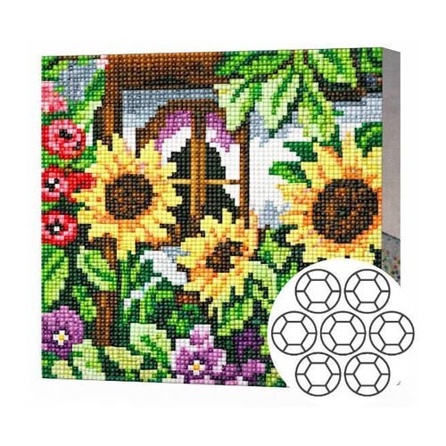 купить Картина по номерам Art Gallery BJ811 Mozaic cu diamante 20x20cm Flori de camp langa casa в Кишинёве 