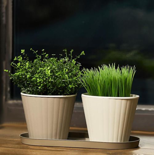 cumpără Ghiveci pentru flori Aleana 114036 Ibis cu fund dublu 17,9x14,7cm, cacao/white în Chișinău 