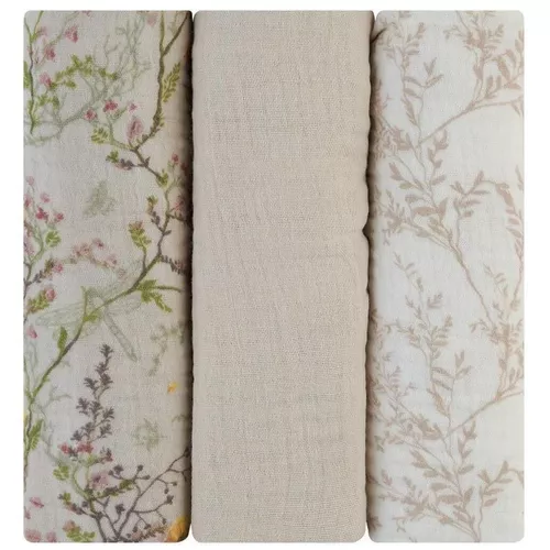 cumpără Accesoriu pentru înfășat Kikka Boo 31103010107 Pelinci de muselina Secret Garden Beige, 75x75cm, 3buc în Chișinău 