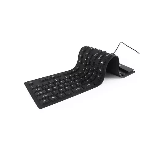 cumpără Tastatura Gembird KB-109F-B, Flexible keyboard, USB, OTG adapter, black color, US layout în Chișinău 