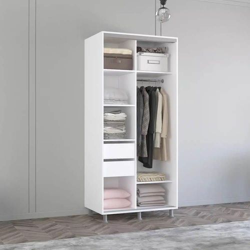 cumpără Dulap Mobildor-Lux Aron cu uși glisante cu oglindă vertical (180x60x220H cm) Alb Brilliant în Chișinău 