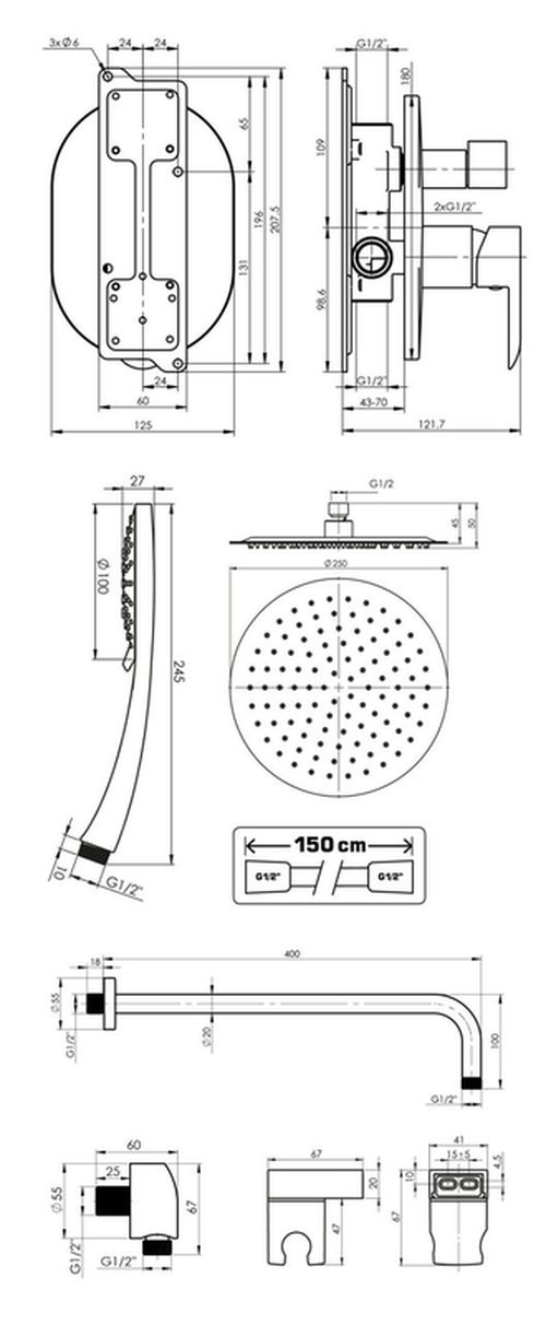 купить Душевая панель Rubineta OLO+ULTRA-2F (N) (BK) в Кишинёве 