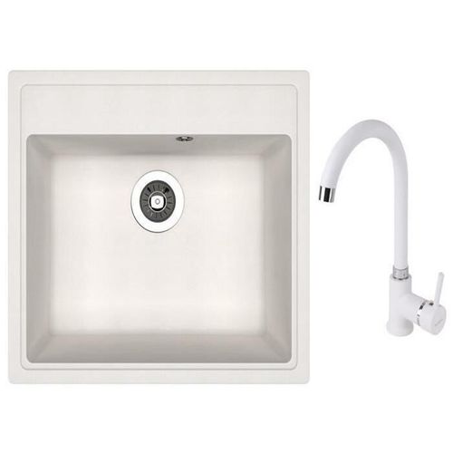 cumpără Chiuvetă bucătărie cu bateria Dr.Gans Nika 570 + SanDonna F 7073 alb în Chișinău 