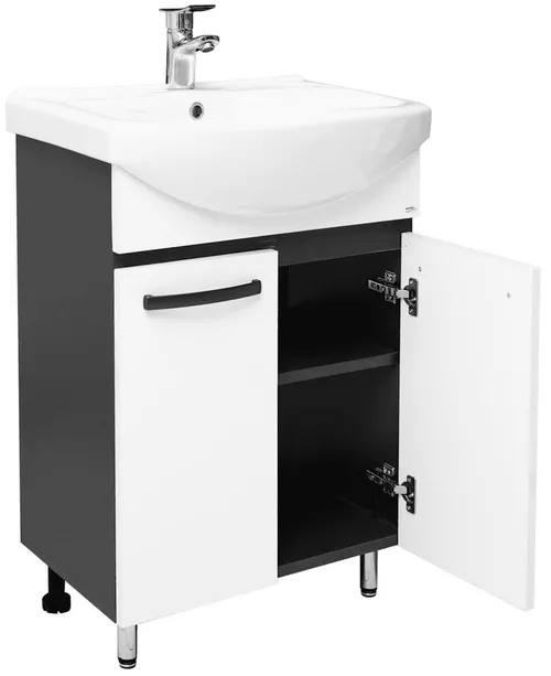 cumpără Dulap pentru lavoar Mashtab 11326 Agat cu 2 usi 60cm Alb-Antracit în Chișinău 