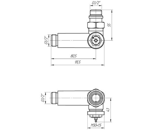 Терморегулируемый кран , G1/2" комплект 2шт 